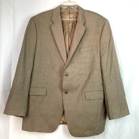Calvin Klein Wool Tan Blazer Striped - Picture 1 of 11